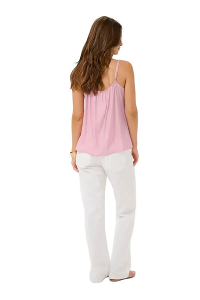 SLEEVELESS TANK WITH LACE DETAIL NECKLINE Tank Top CREAM 