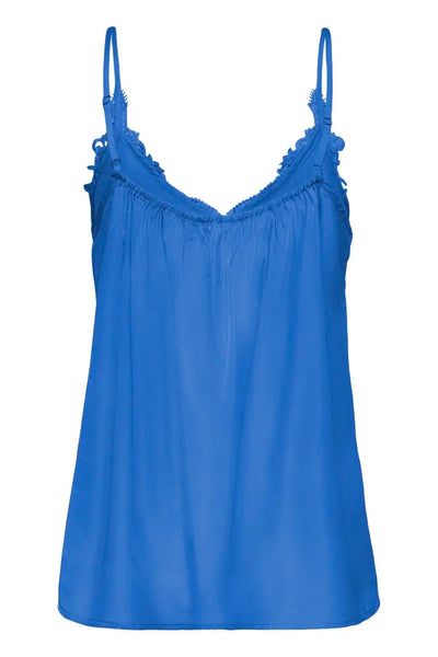 SLEEVELESS TANK WITH LACE DETAIL NECKLINE Tank Top CREAM 
