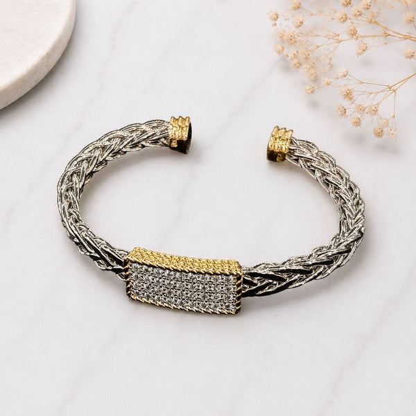 SLIP ON BRAIDED RECTANGLE CRYSTAL BRACELET Bracelet FashionWear Collection 