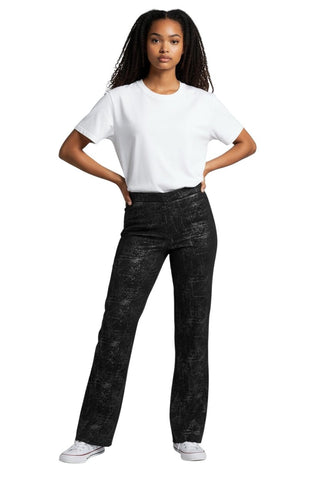 SLIT BOTTOM SHINY BLACK SWIRL PULL ON PANT Pant Bali 2 Black 