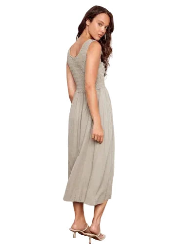 SMOCKED TANK LONG DRESS WITH SIDE POCKETS Dresses Charlie B 