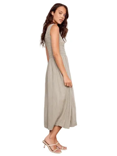 SMOCKED TANK LONG DRESS WITH SIDE POCKETS Dresses Charlie B 