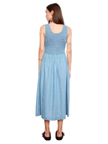 SMOCKED TANK LONG DRESS WITH SIDE POCKETS Dresses Charlie B 