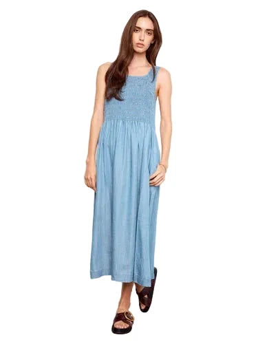 SMOCKED TANK LONG DRESS WITH SIDE POCKETS Dresses Charlie B 