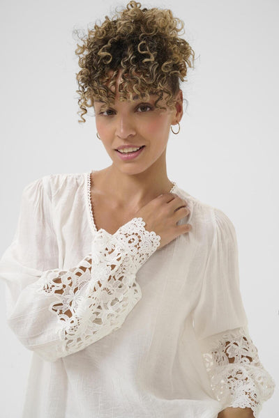 SNOW WHITE LACE CUFF V NECK BLOUSE Blouse CREAM 36 Snow White 