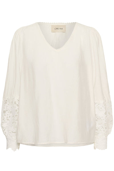 SNOW WHITE LACE CUFF V NECK BLOUSE Blouse CREAM 