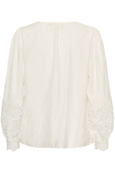 SNOW WHITE LACE CUFF V NECK BLOUSE Blouse CREAM 