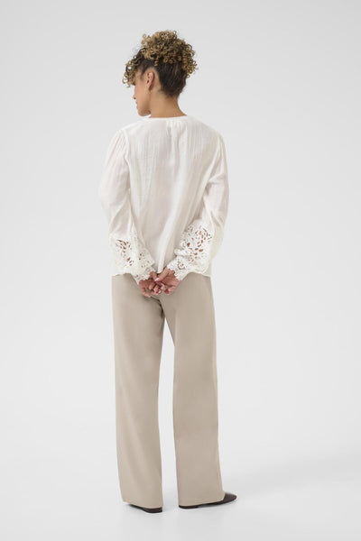 SNOW WHITE LACE CUFF V NECK BLOUSE Blouse CREAM 