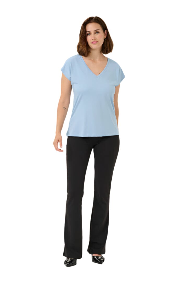 SOFT CHAMBRAY BASIC V NECK T SHIRT Blouse Kaffe XS Soft Chambray 