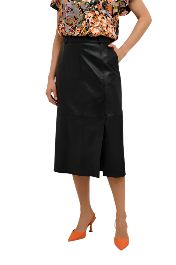 SOFT LEATHER SIDE ZIP SKIRT Skirt CULTURE 38 Black 