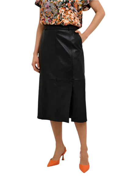 SOFT LEATHER SIDE ZIP SKIRT Skirt CULTURE 38 Black 
