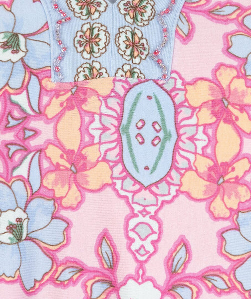 SOFT PASTEL PAISLEY EMBELLISHED V-NECK TOP Shirts & Tops Esqualo 