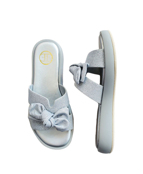 SPARKLE OPEN TOE GOLD SLIP ON WITH BOW Sandal Little Empress 