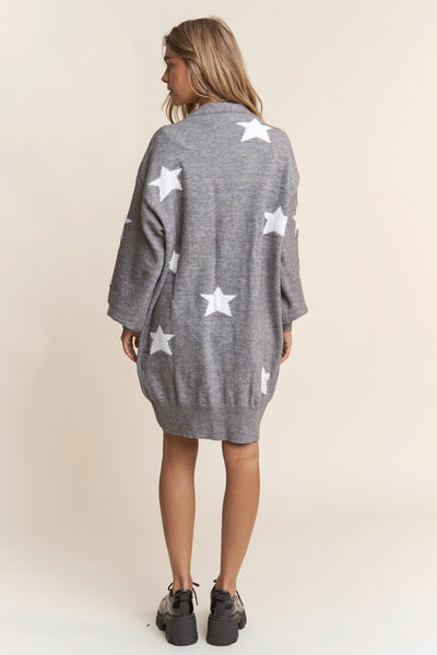 STAR BUTTON DOWN GREY KNIT CARDIGAN Cardigan FashionWear Collection 