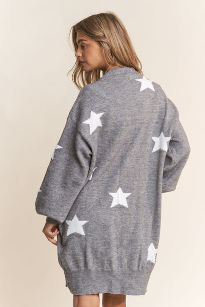 STAR BUTTON DOWN GREY KNIT CARDIGAN Cardigan FashionWear Collection 