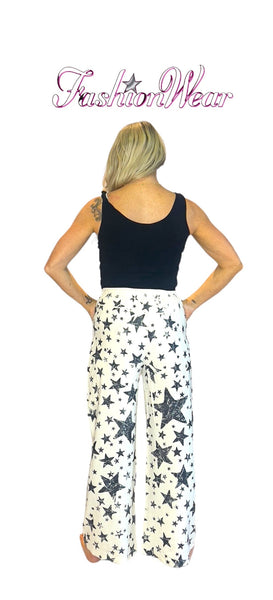 STAR PRINTED ELASTIC DRAWSTRING LACE PATCH PANT Pant FashionWear Collection 