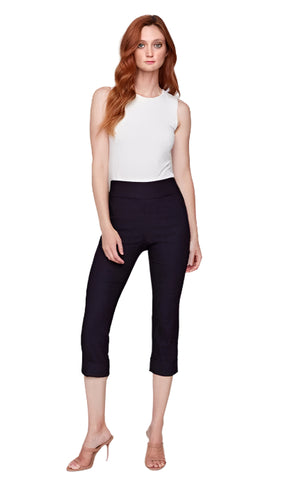 STRETCH PULL ON BLACK PANT WITH CUFF Pant Charlie B. 