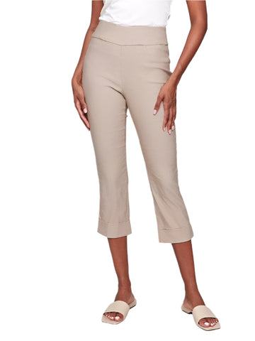 STRETCH PULL ON TAUPE PANT WITH CUFF Pant Charlie B. 