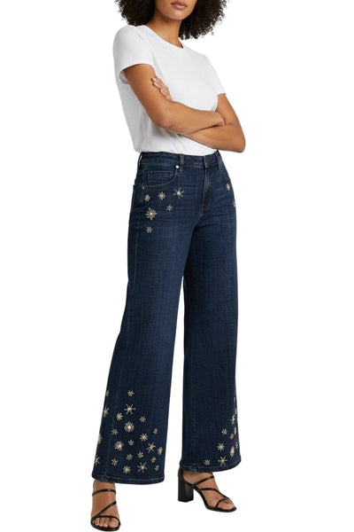 STRIDE WIDE LEG CRYSTAL SNOWFLAKE EMBELLISHED JEANS Jeans Liverpool 