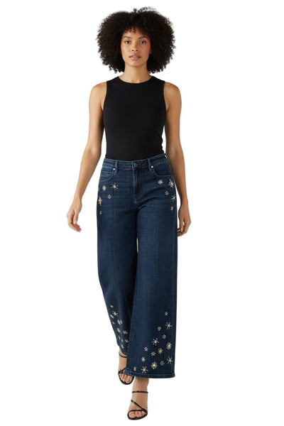STRIDE WIDE LEG CRYSTAL SNOWFLAKE EMBELLISHED JEANS Jeans Liverpool 