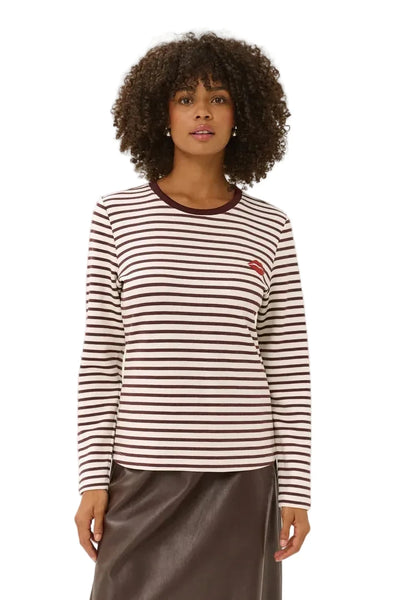 STRIPED LONG SLEEVE CREW NECK T SHIRT Top CULTURE 