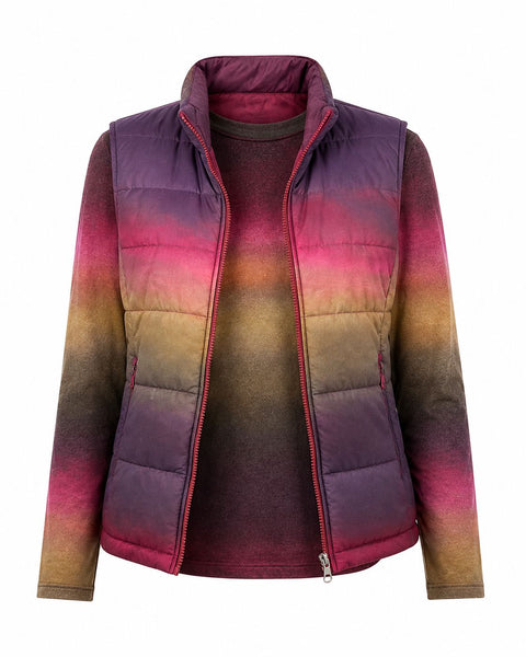 STRIPED OMBRE QUILTED PUFFER VEST Vest GG S Ombre Mix 