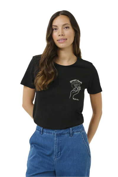 STRONGER TOGETHER HEART HAND BLACK T SHIRT T-Shirt CREAM 