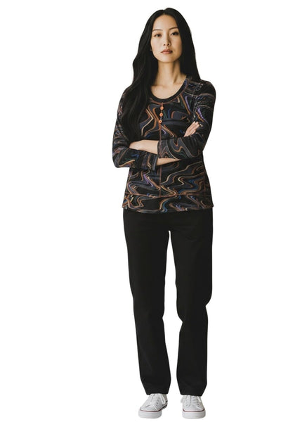 SWIRL MULTI FRONT BUTTON DETAIL TOP Top Bali 