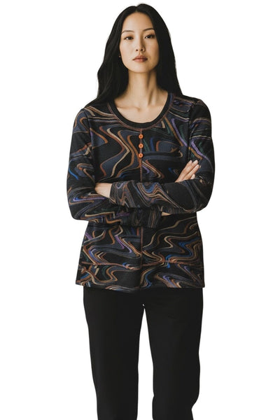 SWIRL MULTI FRONT BUTTON DETAIL TOP Top Bali XS Multi Mix 