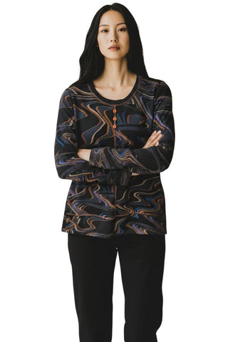 SWIRL MULTI FRONT BUTTON DETAIL TOP Top Bali XS Multi Mix 