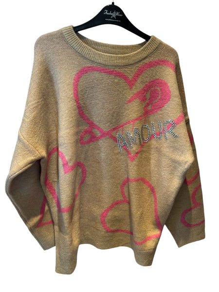 TAN BLING AMOUR OVERSIZED SWEATER Sweater Karma 