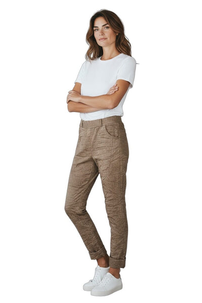 TAN VELVET JOGGER PANT Pants Eternelle 