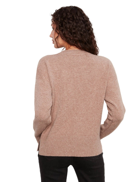 TAUPE CREW NECK CROPPED SWEATER WITH FRONT POCKET SWEATER Charlie B 
