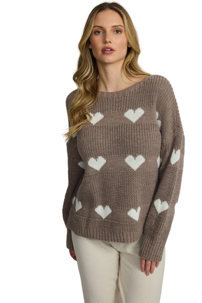 TAUPE HEART KNITTED SWEATER SWEATER Pistache S/M Taupe 