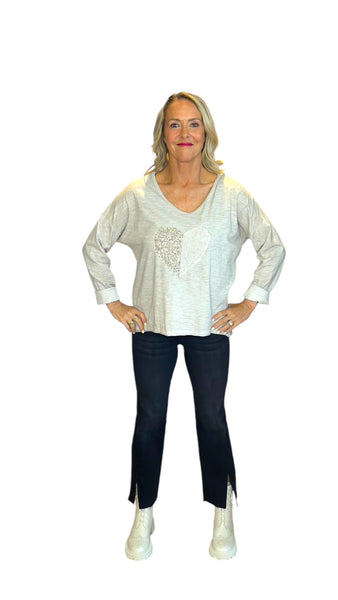 TAUPE HEART LACE SEQUIN LOOSE OPEN KNIT SWEATER Sweater Karma 