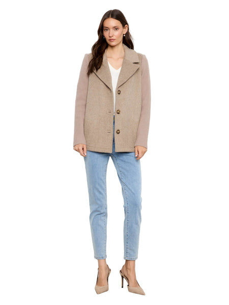 TAUPE NOTCHED LAPEL JACKET WITH RIB SLEEVE Jacket Charlie B 