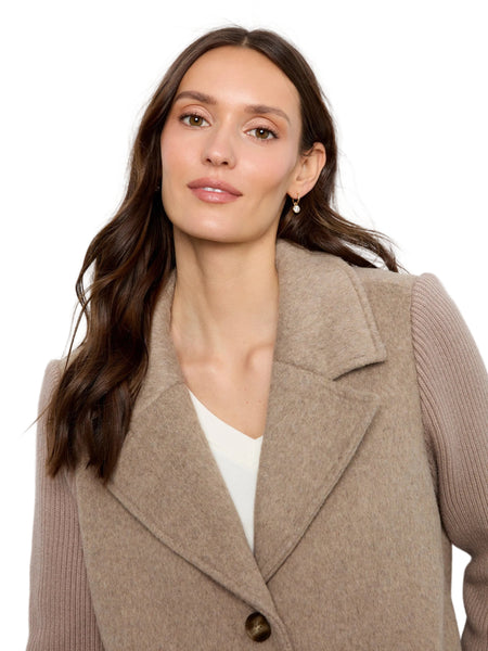 TAUPE NOTCHED LAPEL JACKET WITH RIB SLEEVE Jacket Charlie B 