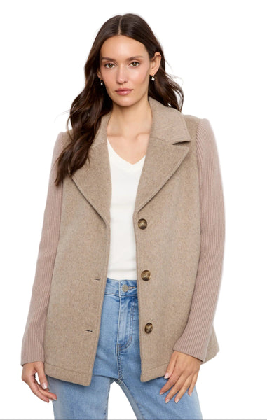 TAUPE NOTCHED LAPEL JACKET WITH RIB SLEEVE Jacket Charlie B 