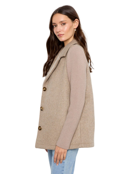 TAUPE NOTCHED LAPEL JACKET WITH RIB SLEEVE Jacket Charlie B 