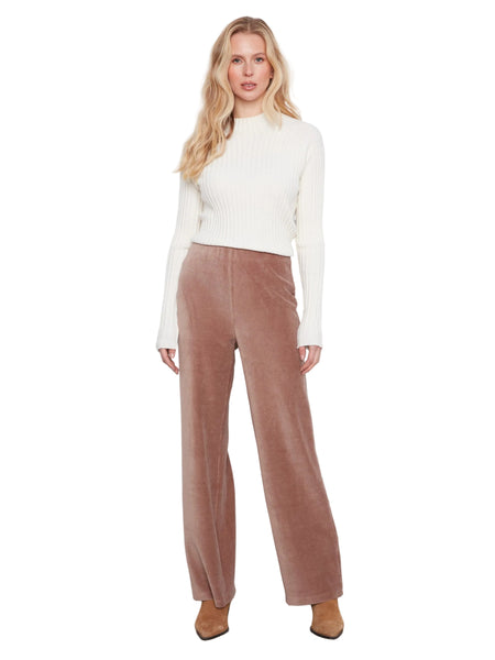 TAUPE PULL ON WIDE LEG PANTS Pant Charlie B 