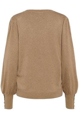 TAUPE ROUND NECK SWEATER WITH BUTTON DETAIL ON SLEEVE Sweater KAFFE 