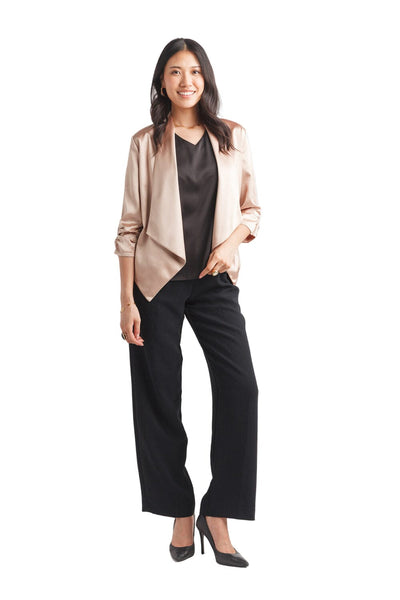 TAUPE SATIN BLAZER WITH ROUCHED SLEEVE Blazer Papillon 