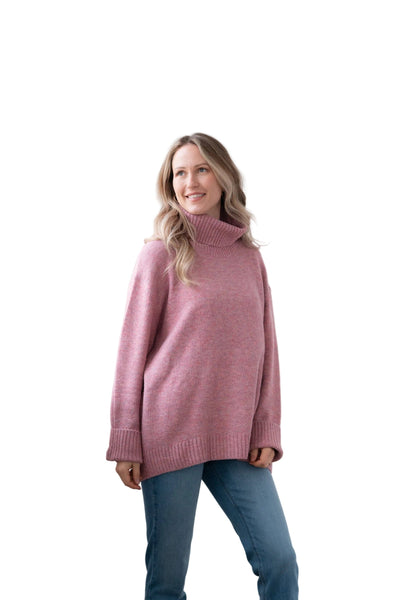 TEA ROSE DOG WALKER COZY CHUNKY COWL NECK SWEATER SWEATER Eco Verde 