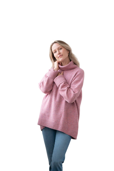 TEA ROSE DOG WALKER COZY CHUNKY COWL NECK SWEATER SWEATER Eco Verde 