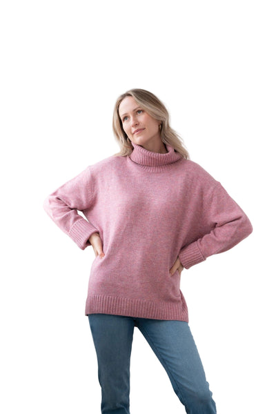 TEA ROSE DOG WALKER COZY CHUNKY COWL NECK SWEATER SWEATER Eco Verde 