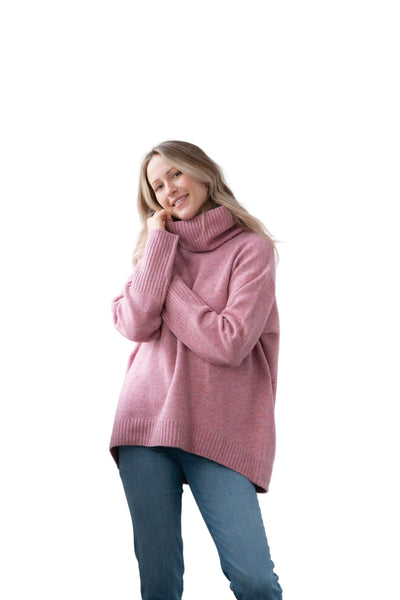 TEA ROSE DOG WALKER COZY CHUNKY COWL NECK SWEATER SWEATER Eco Verde 