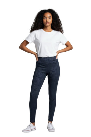 TEXTURED NAVY PULL ON PANT WITH SLIT BOTTOM Pant Bali 