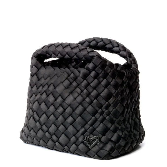 TINY HAND WOVEN BLACK TOTE Handbag prenelove 