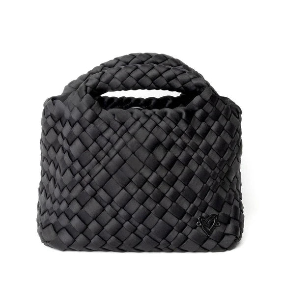 TINY HAND WOVEN BLACK TOTE Handbag prenelove 