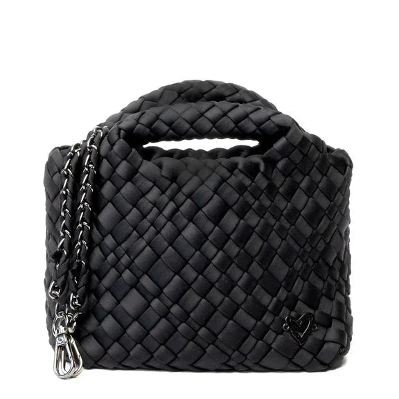 TINY HAND WOVEN BLACK TOTE Handbag prenelove OS Black 